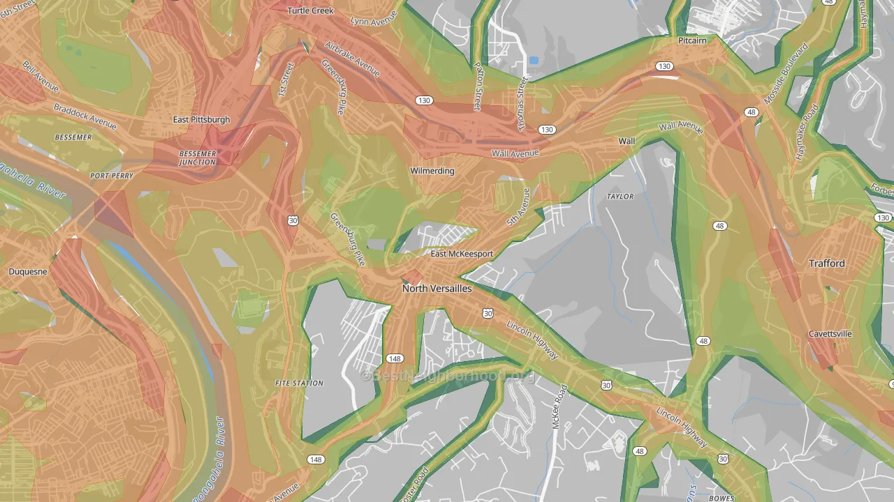 15035, PA Map of Noise Levels in 15035