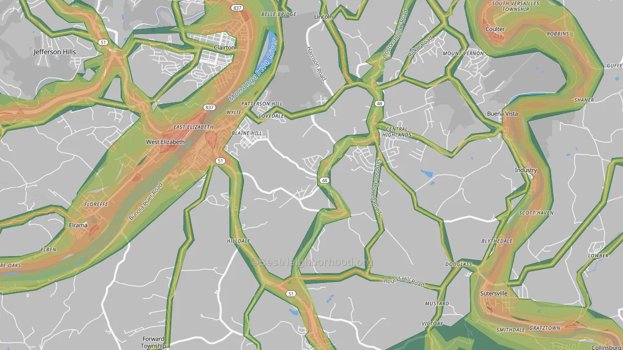 15037, PA Map of Noise Levels in 15037