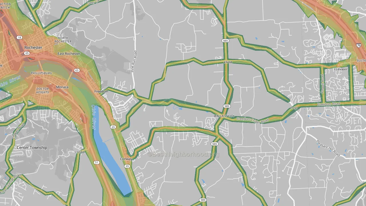 15042, PA Map of Noise Levels in 15042