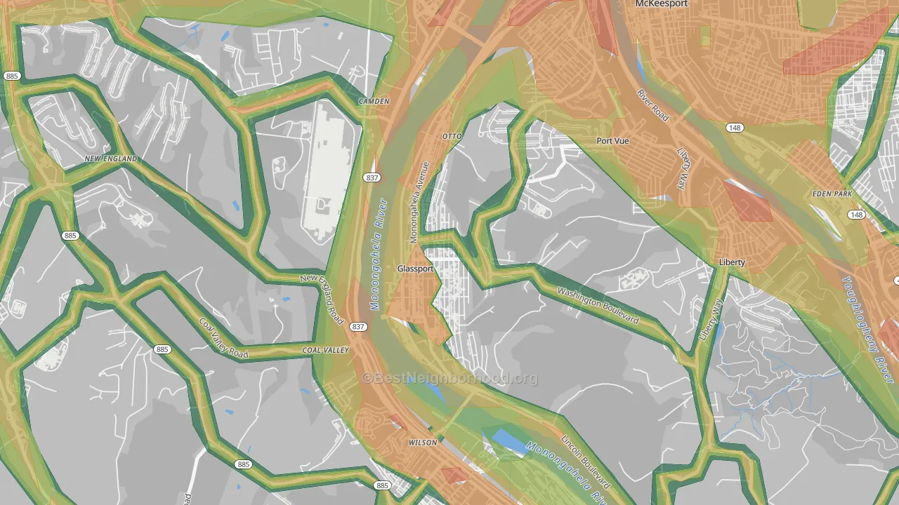 15045, PA Map of Noise Levels in 15045