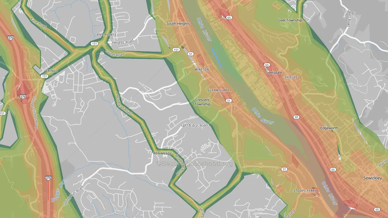 15046, PA Map of Noise Levels in 15046
