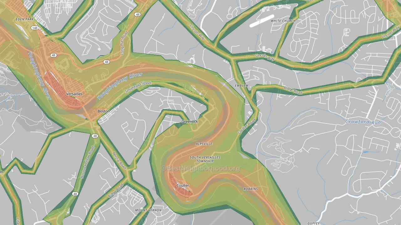 15047, PA Map of Noise Levels in 15047