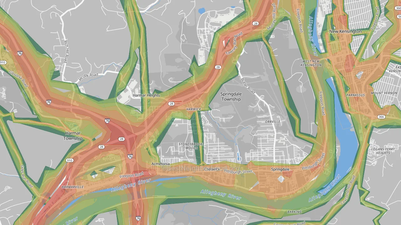 15049, PA Map of Noise Levels in 15049