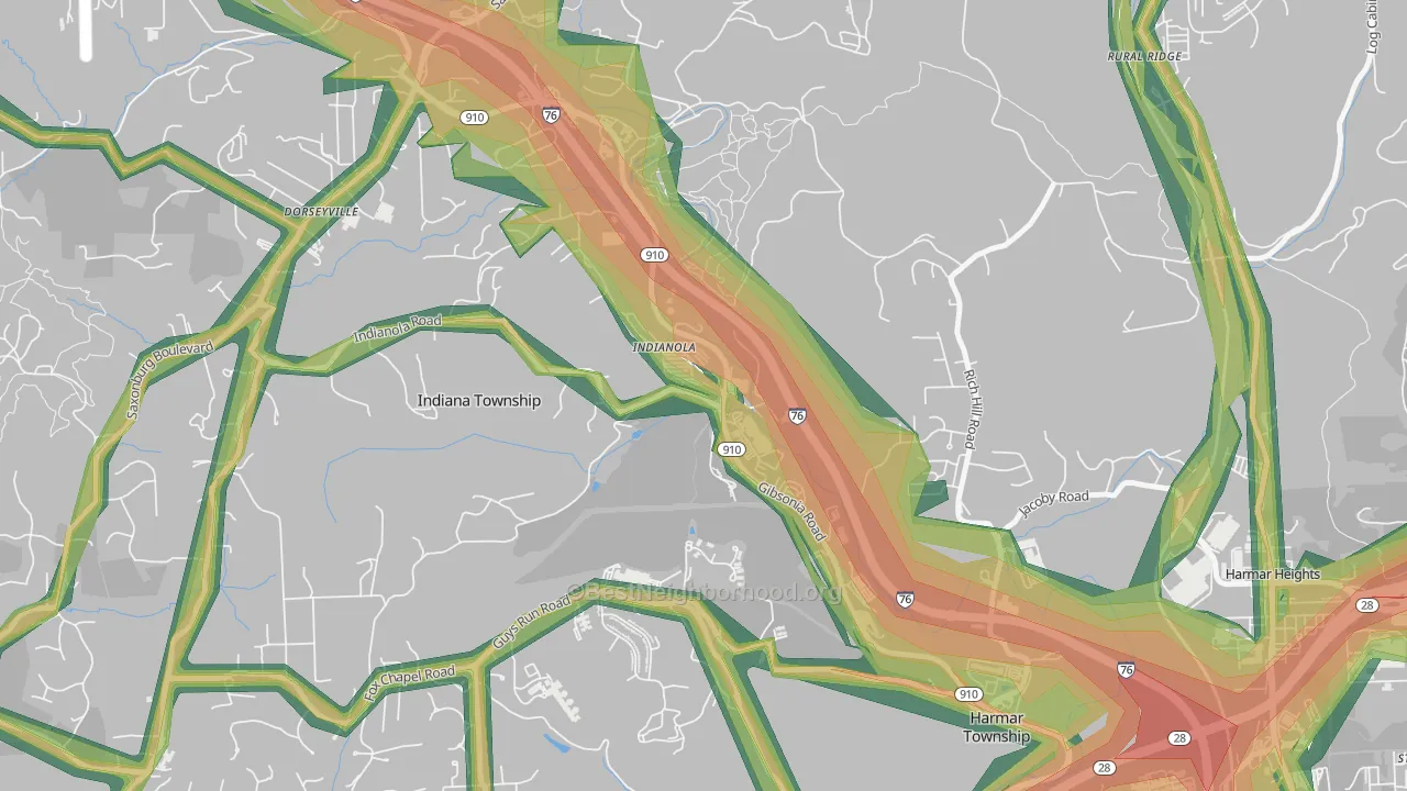 15051, PA Map of Noise Levels in 15051