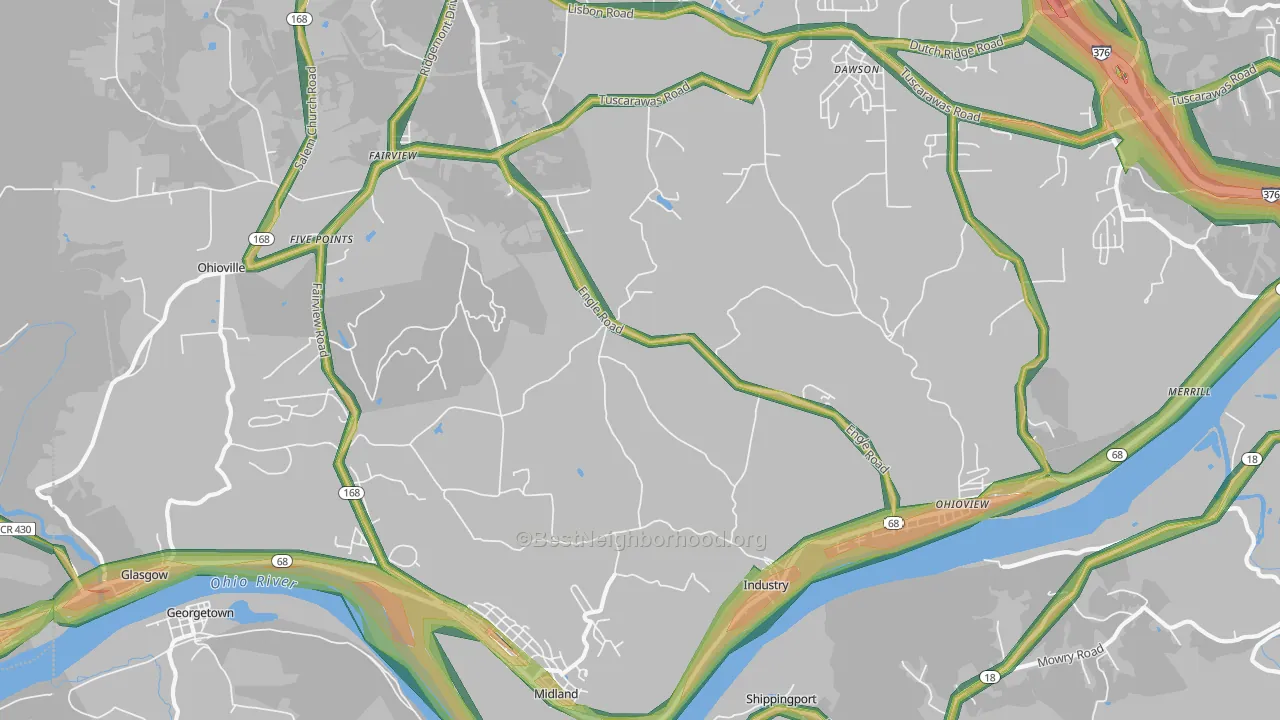 15052, PA Map of Noise Levels in 15052