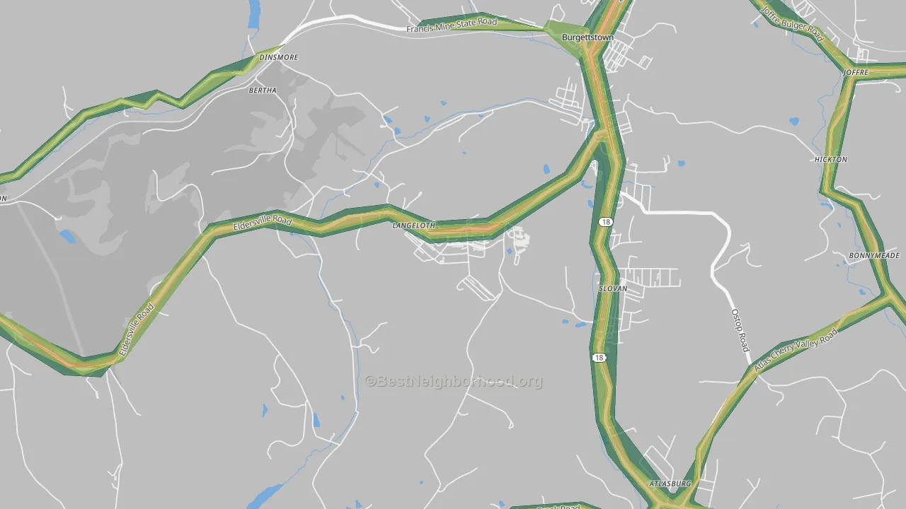 15054, PA Map of Noise Levels in 15054