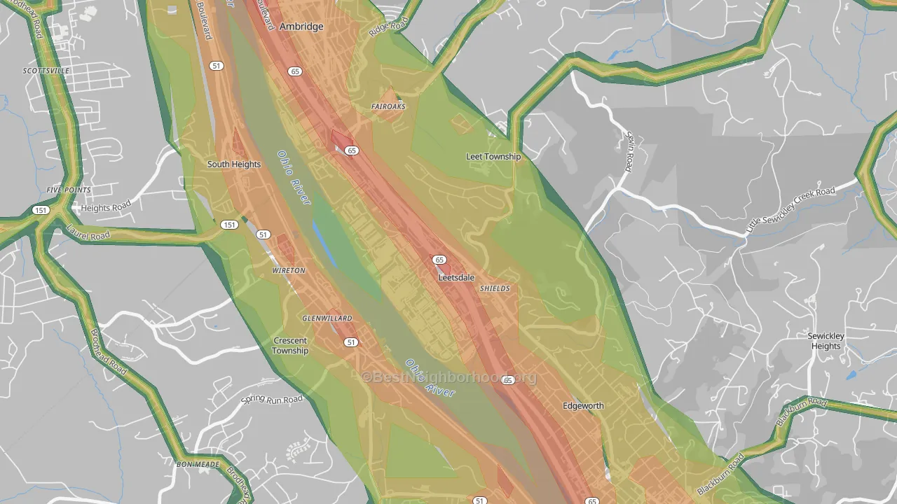 15056, PA Map of Noise Levels in 15056