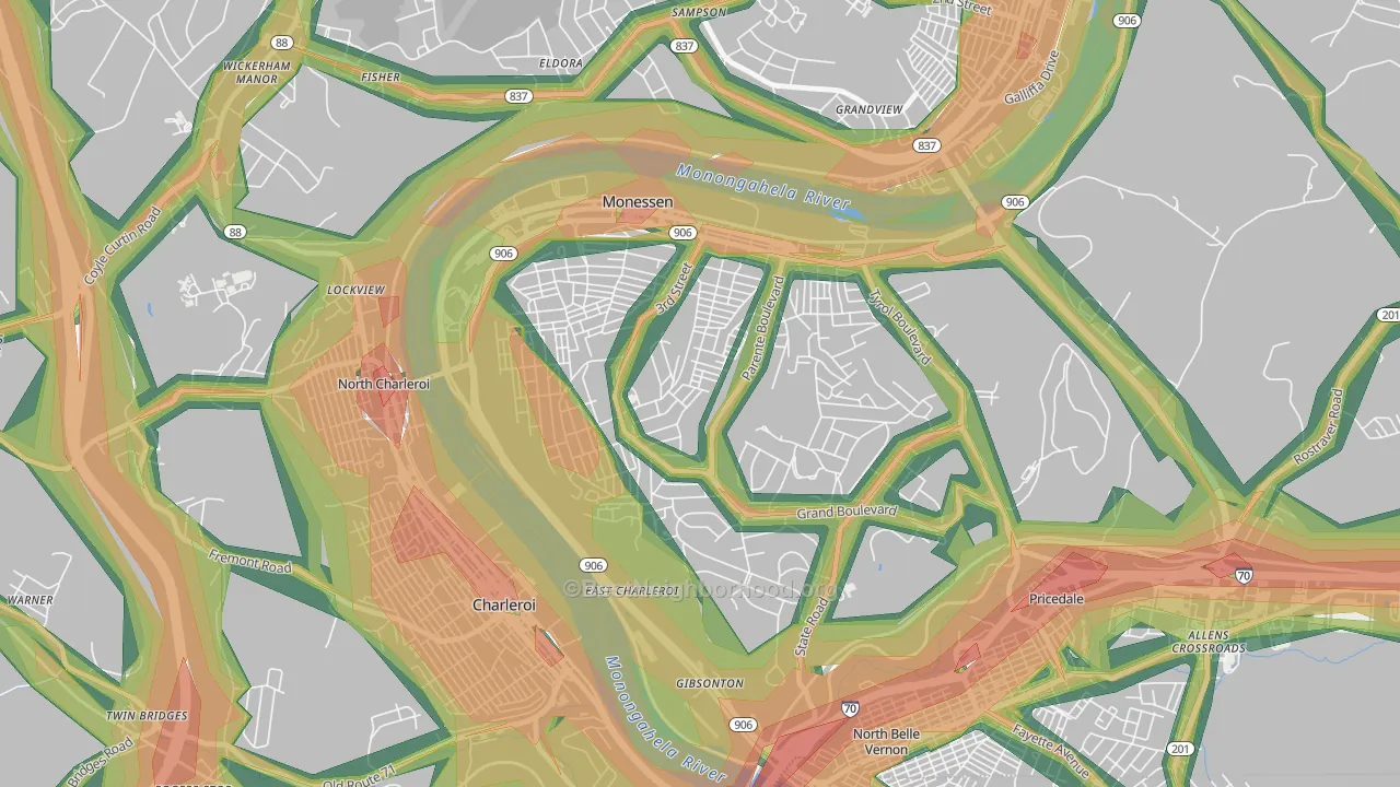 15062, PA Map of Noise Levels in 15062