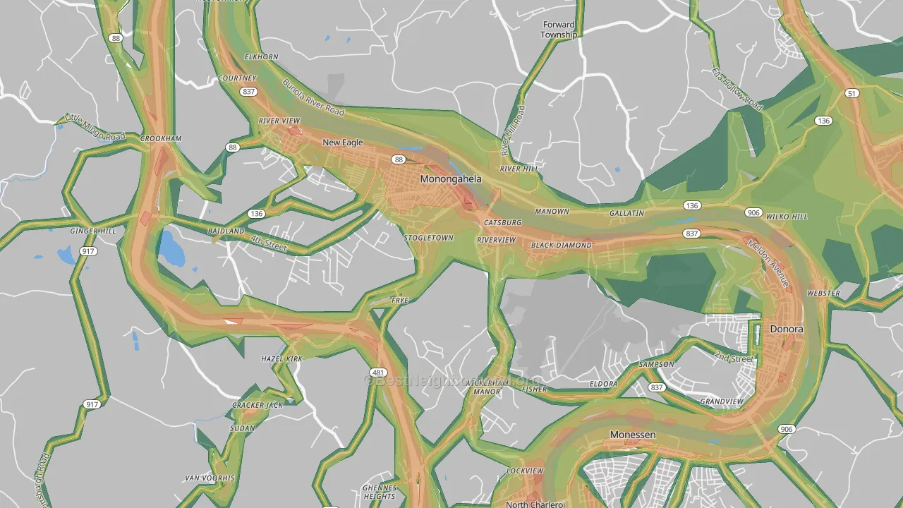 15063, PA Map of Noise Levels in 15063