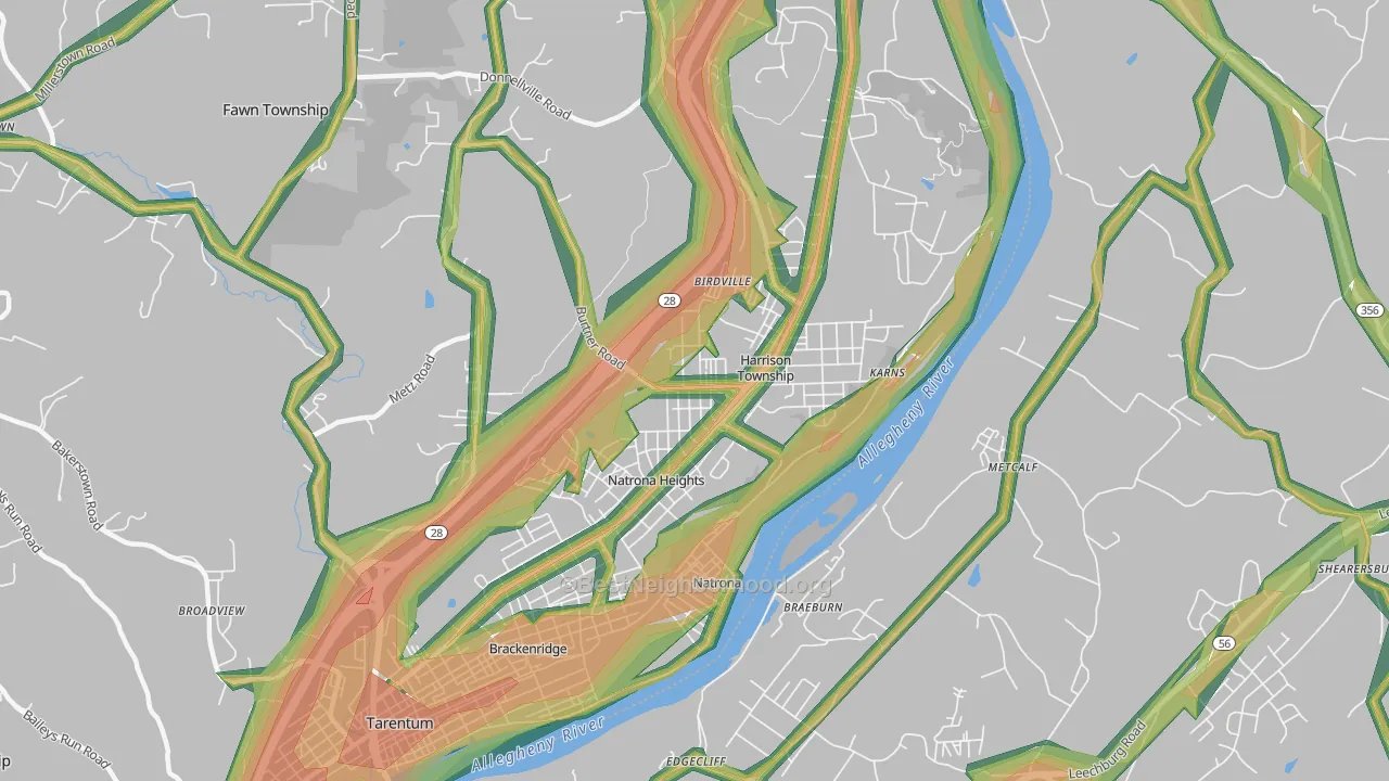 15065, PA Map of Noise Levels in 15065