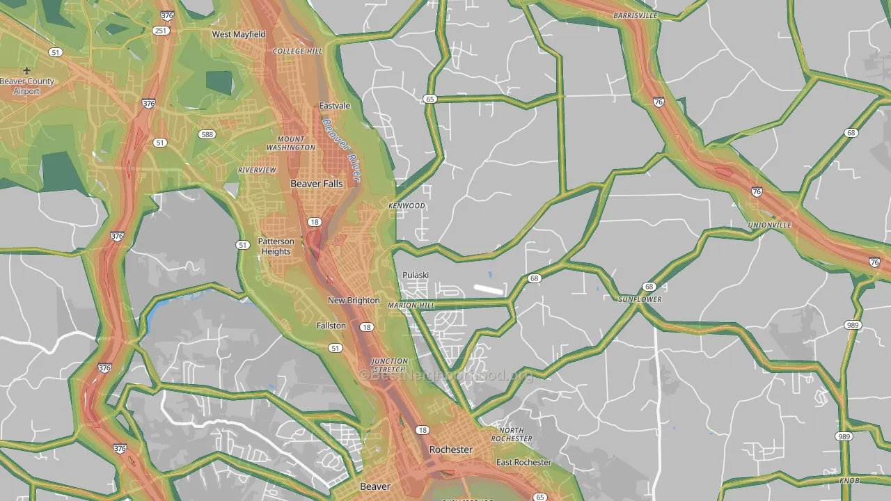 15066, PA Map of Noise Levels in 15066