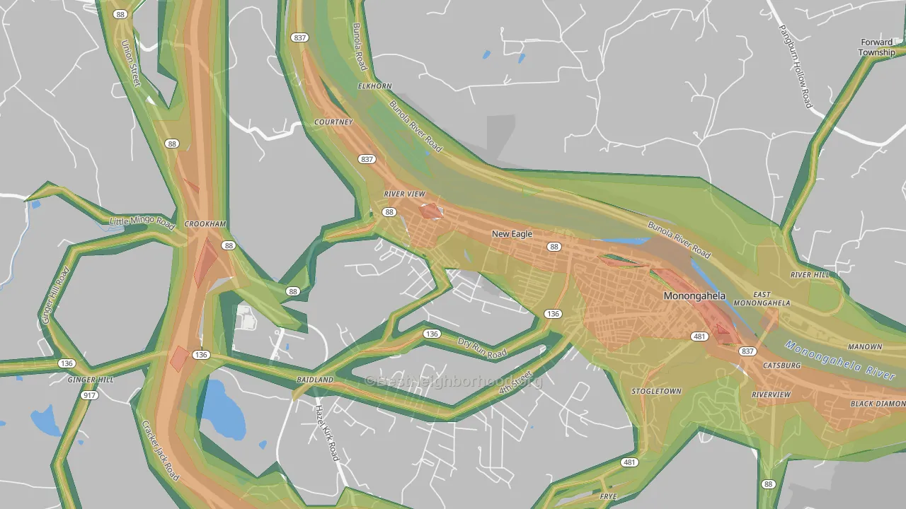 15067, PA Map of Noise Levels in 15067