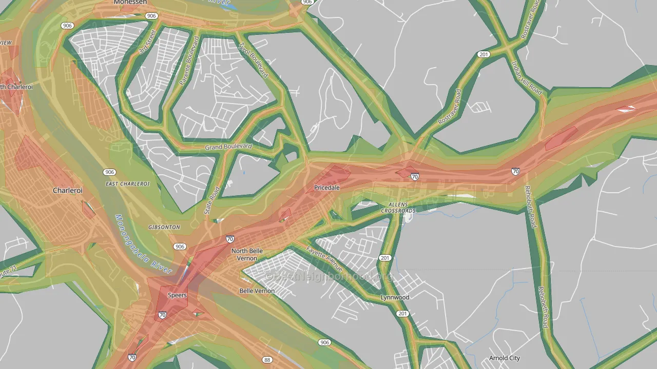 15072, PA Map of Noise Levels in 15072