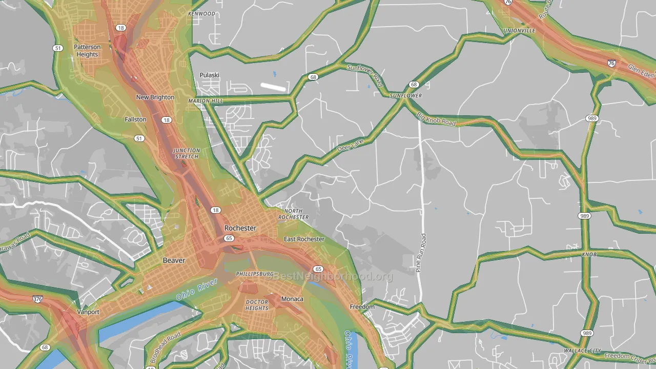 15074, PA Map of Noise Levels in 15074