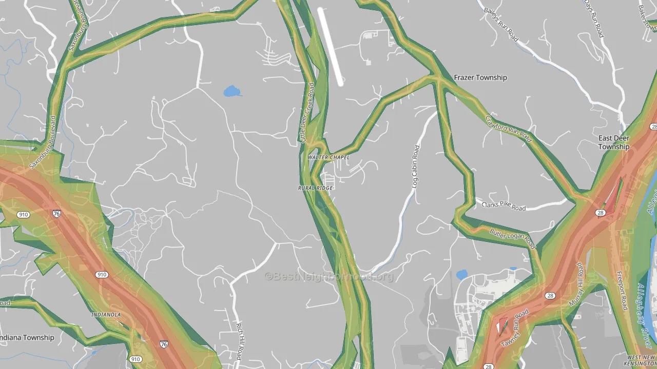 15075, PA Map of Noise Levels in 15075