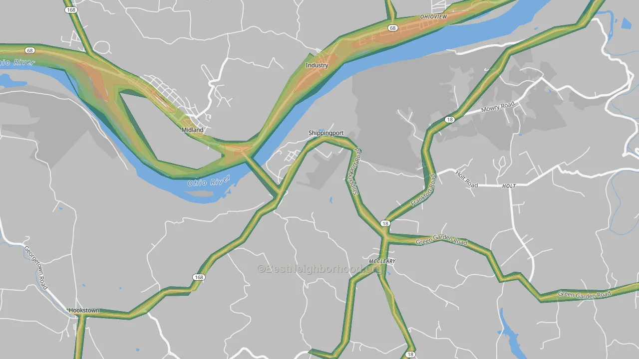 15077, PA Map of Noise Levels in 15077