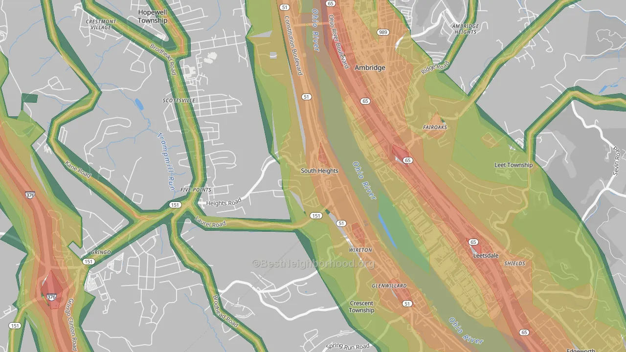 15081, PA Map of Noise Levels in 15081