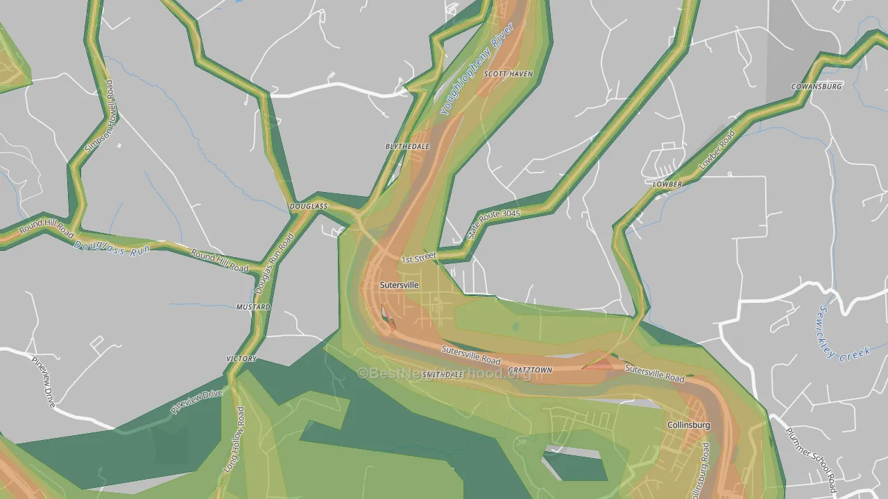 15083, PA Map of Noise Levels in 15083