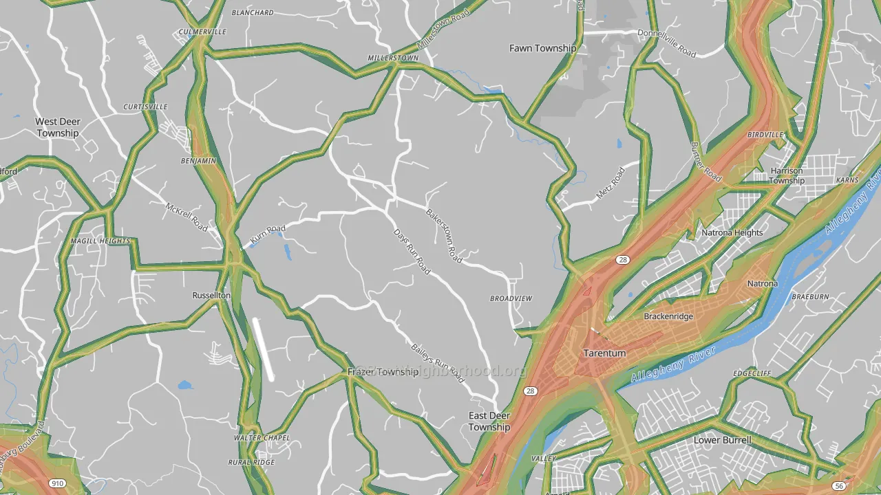 15084, PA Map of Noise Levels in 15084