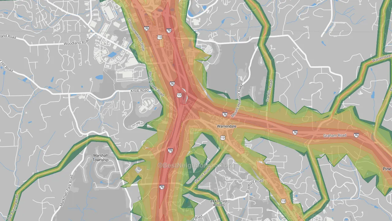 15086, PA Map of Noise Levels in 15086