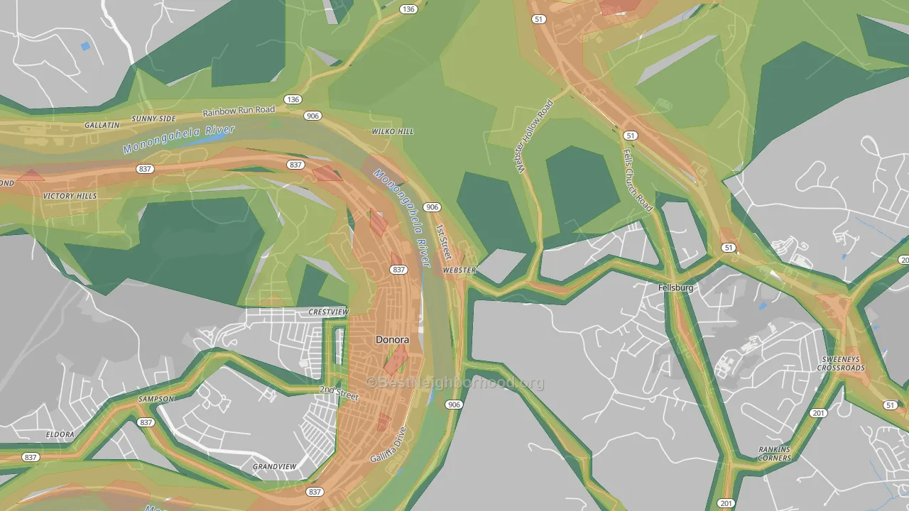 15087, PA Map of Noise Levels in 15087
