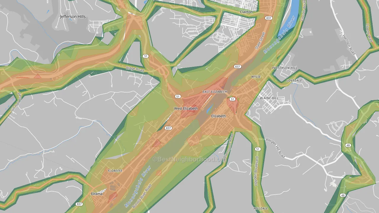 15088, PA Map of Noise Levels in 15088