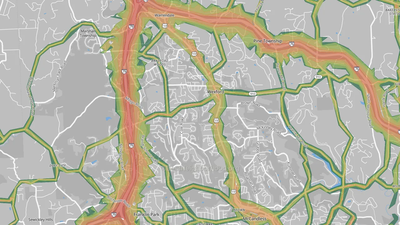 15090, PA Map of Noise Levels in 15090