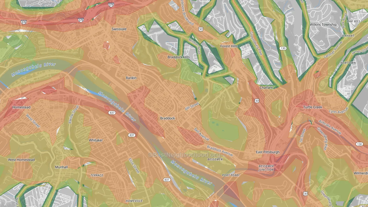 15104, PA Map of Noise Levels in 15104