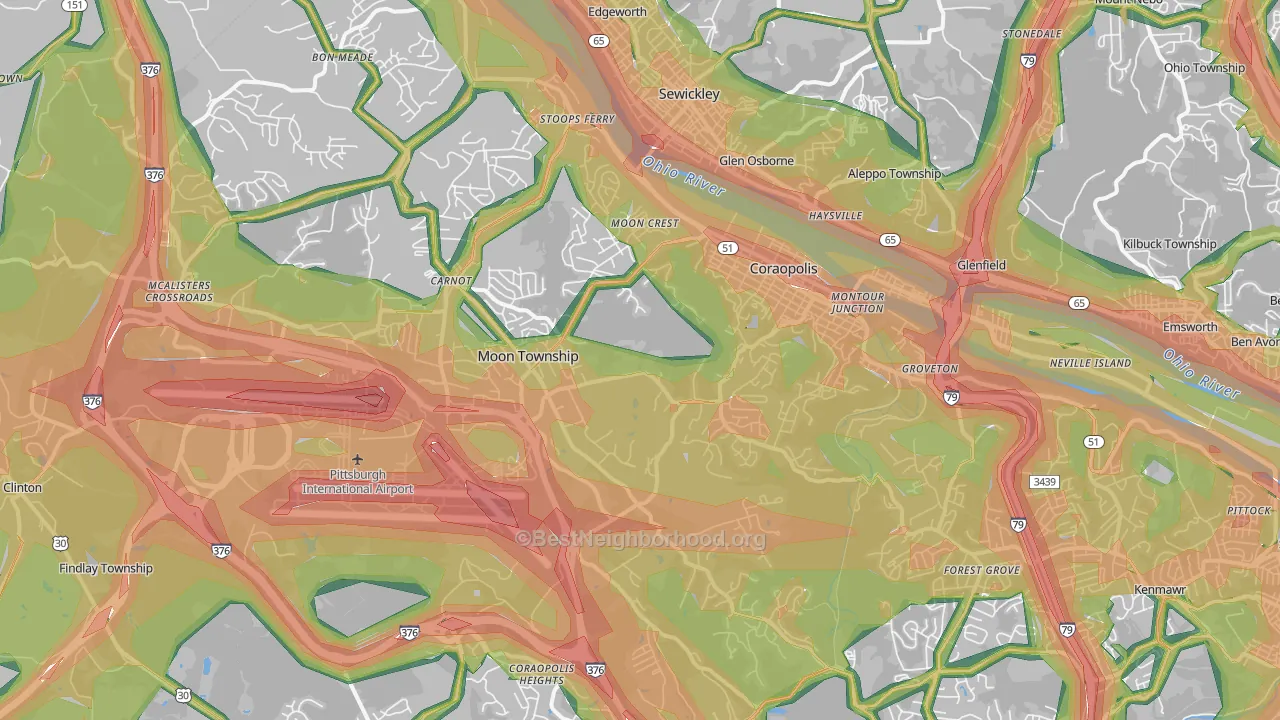 15108, PA Map of Noise Levels in 15108