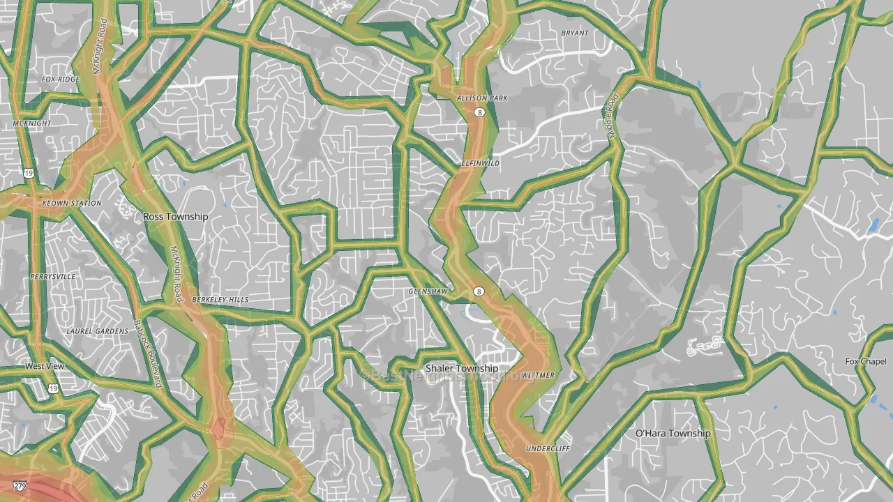 15116, PA Map of Noise Levels in 15116