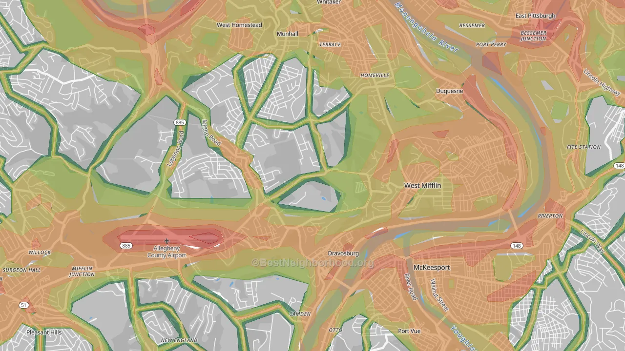 15122, PA Map of Noise Levels in 15122