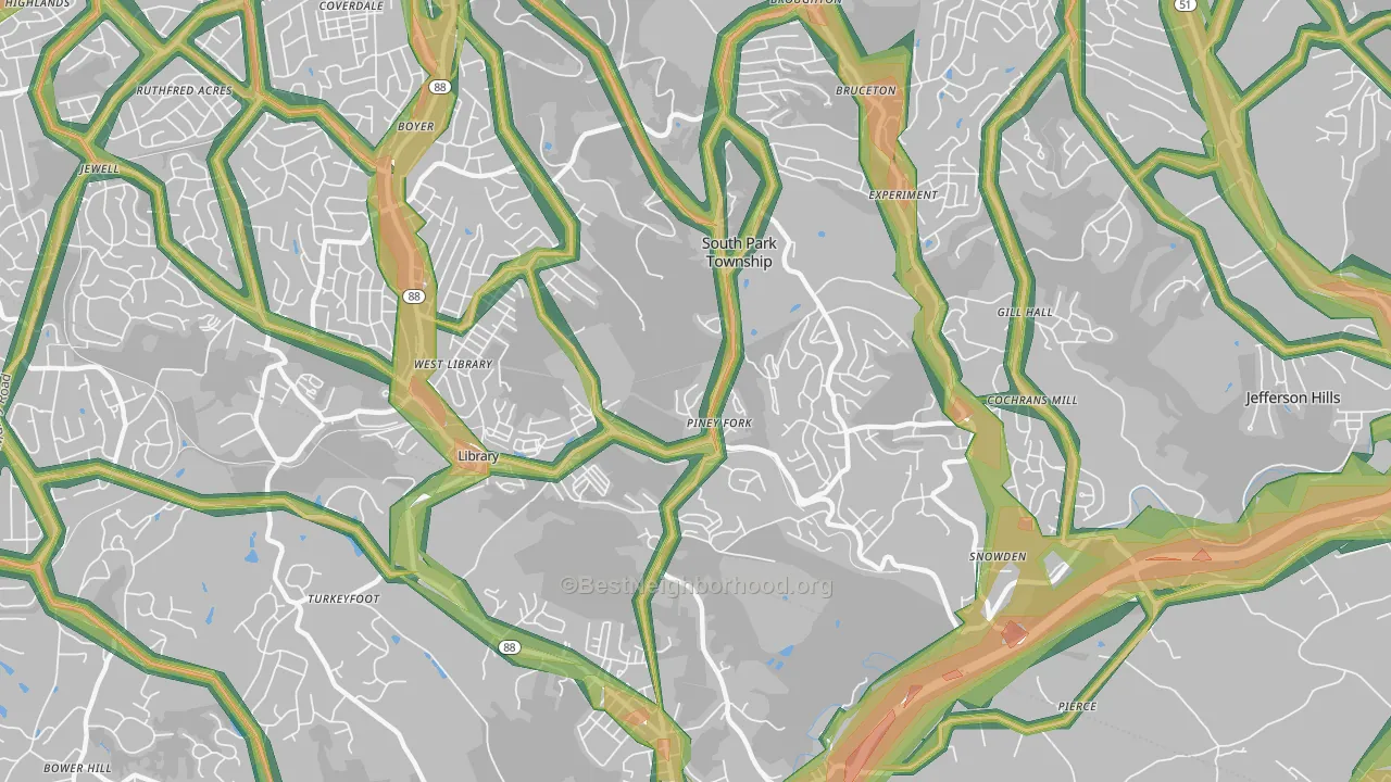 15129, PA Map of Noise Levels in 15129
