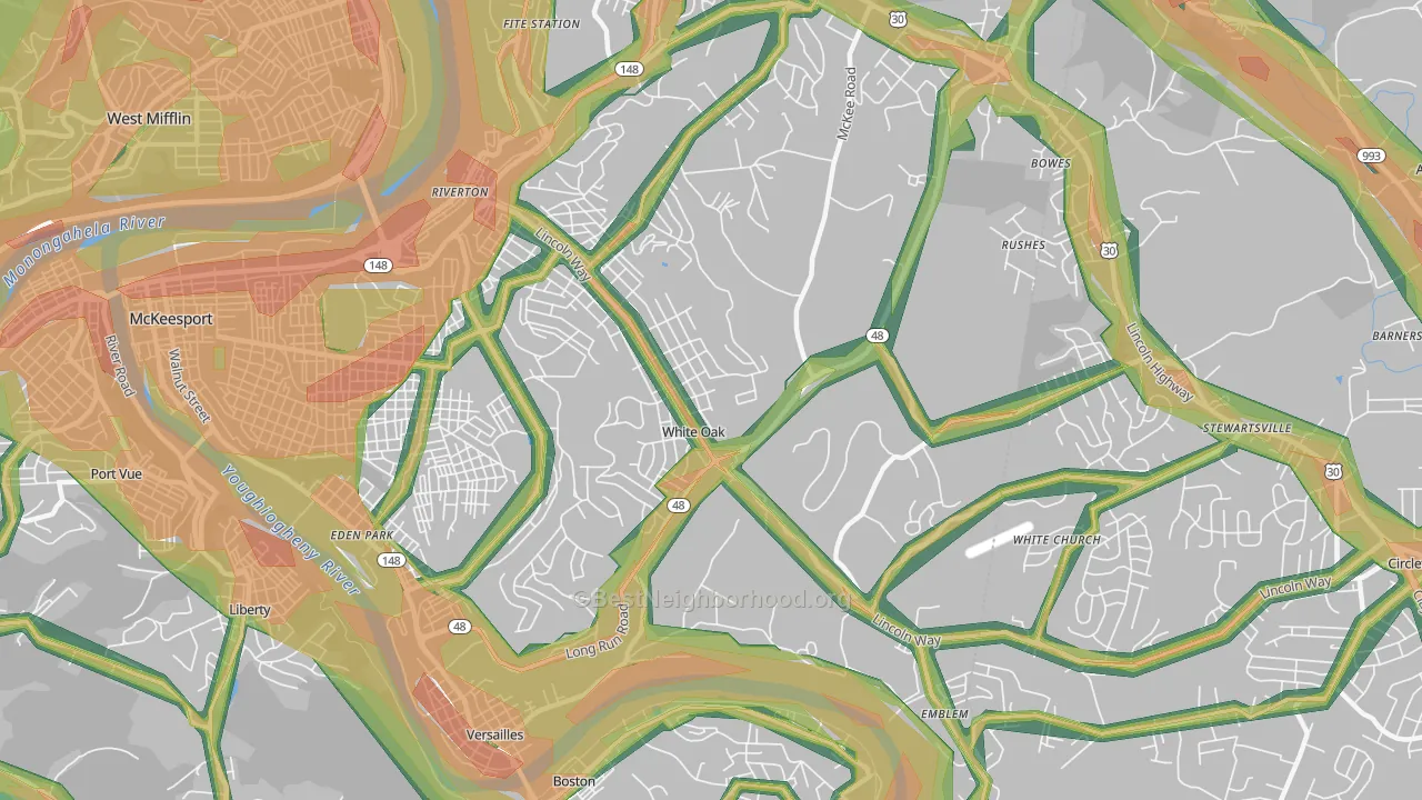 15131, PA Map of Noise Levels in 15131