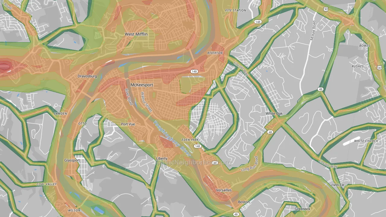 15132, PA Map of Noise Levels in 15132