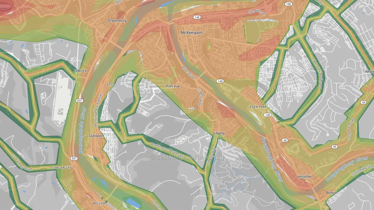 15133, PA Map of Noise Levels in 15133