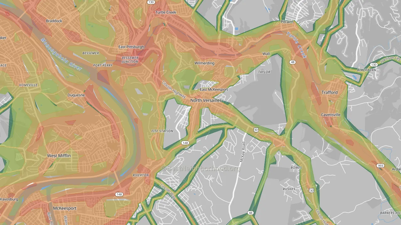 15137, PA Map of Noise Levels in 15137
