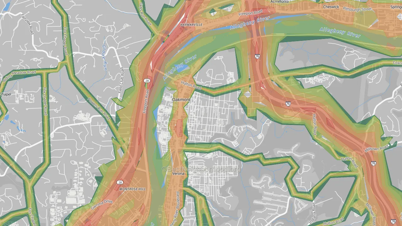 15139, PA Map of Noise Levels in 15139