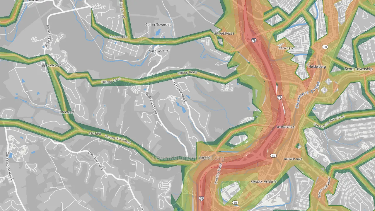 15142, PA Map of Noise Levels in 15142