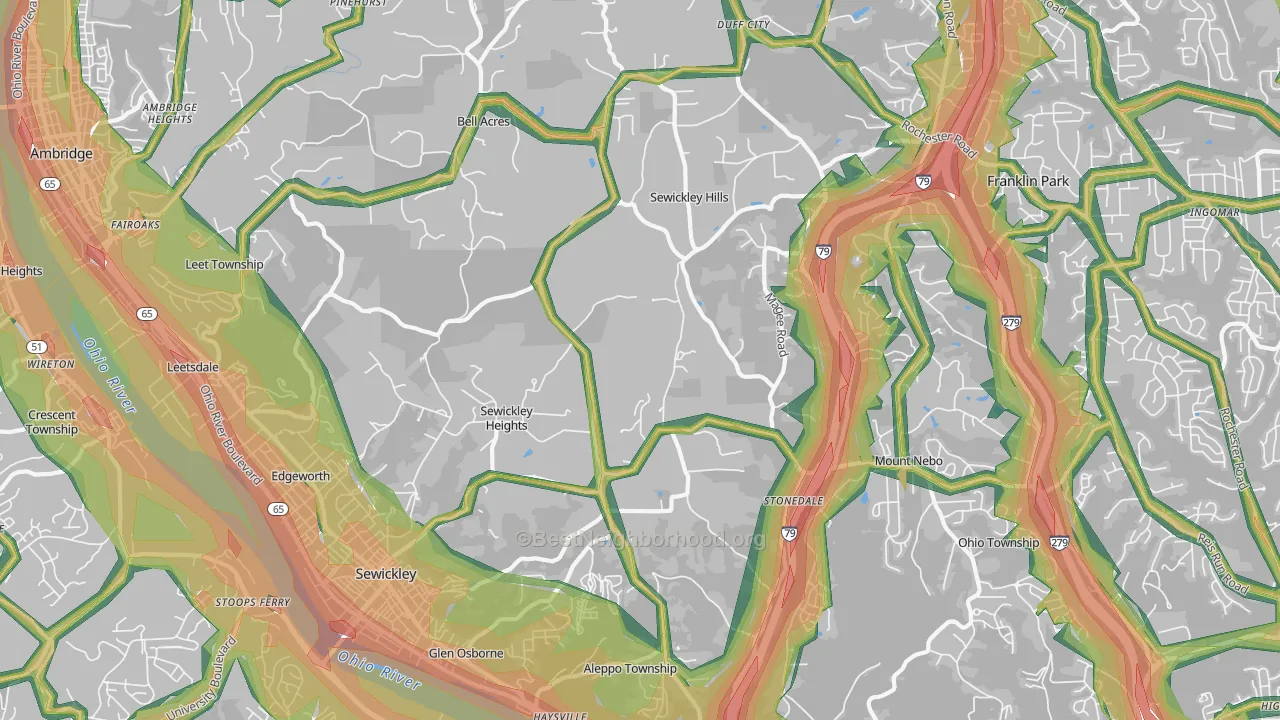 15143, PA Map of Noise Levels in 15143