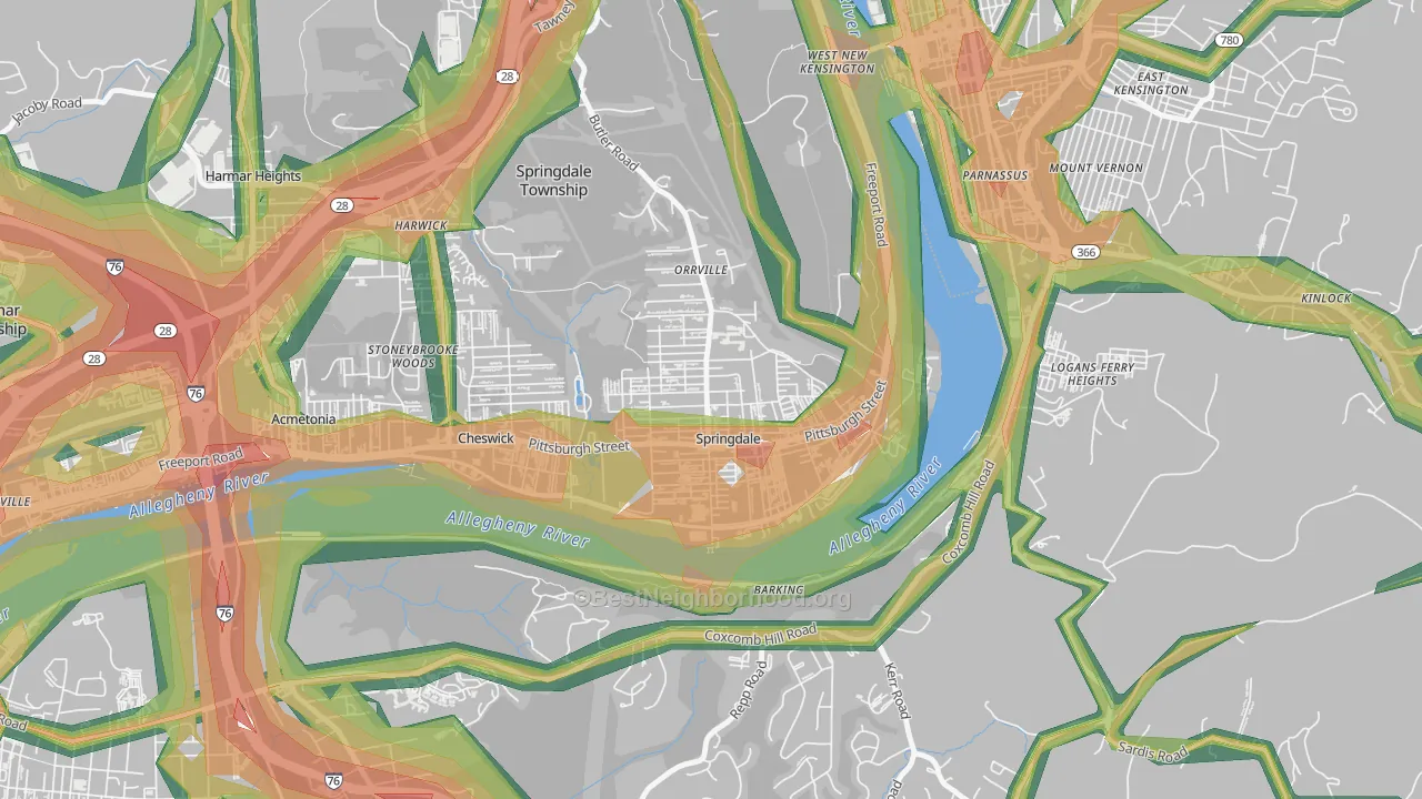 15144, PA Map of Noise Levels in 15144