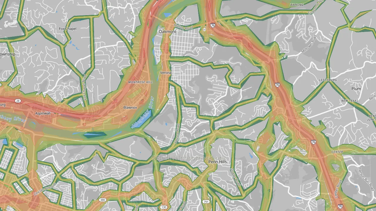 15147, PA Map of Noise Levels in 15147