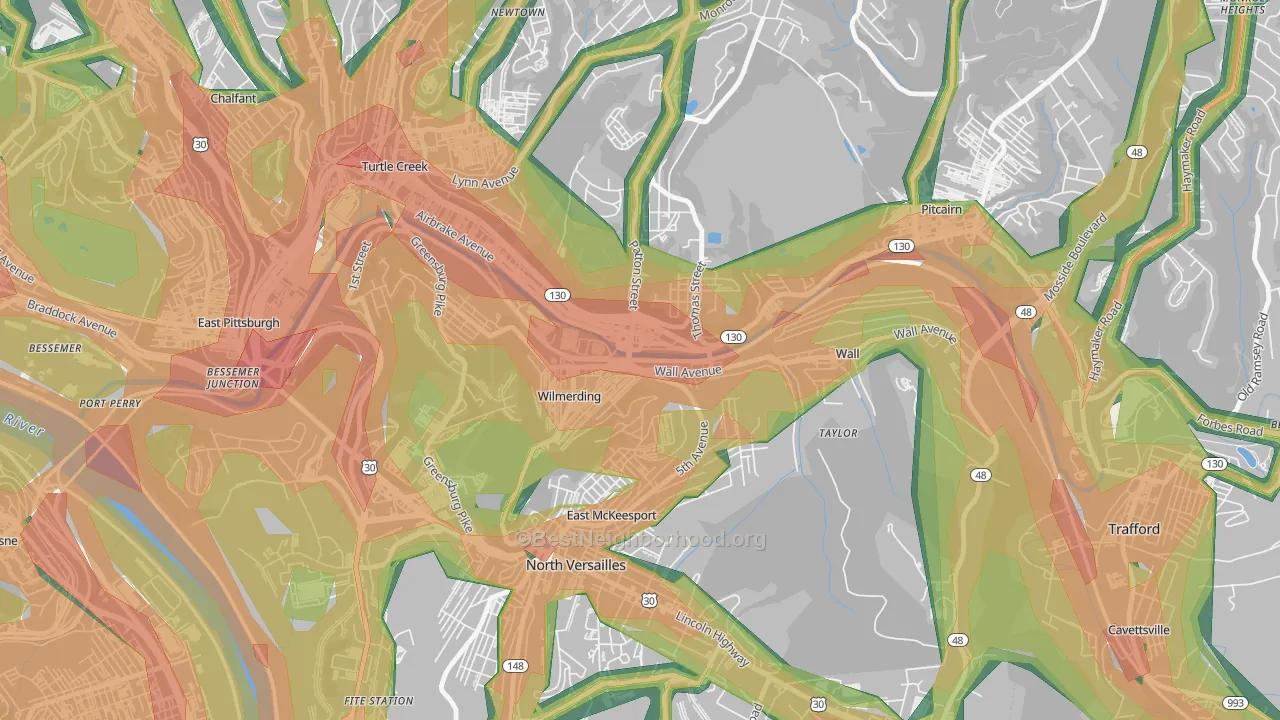 15148, PA Map of Noise Levels in 15148