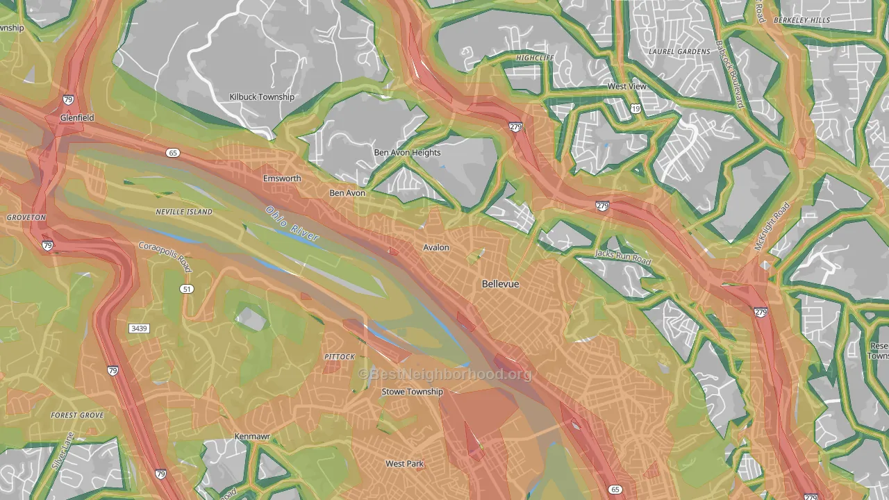 15202, PA Map of Noise Levels in 15202