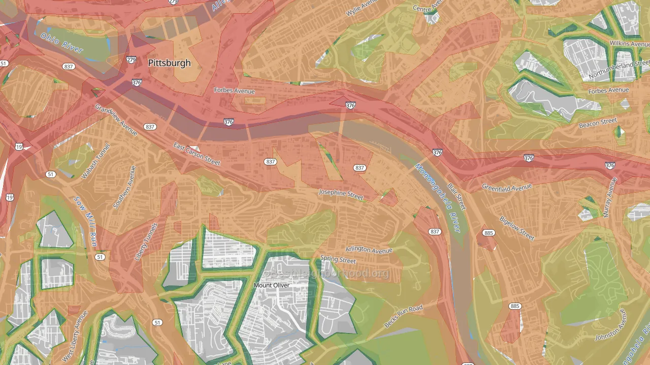 15203, PA Map of Noise Levels in 15203