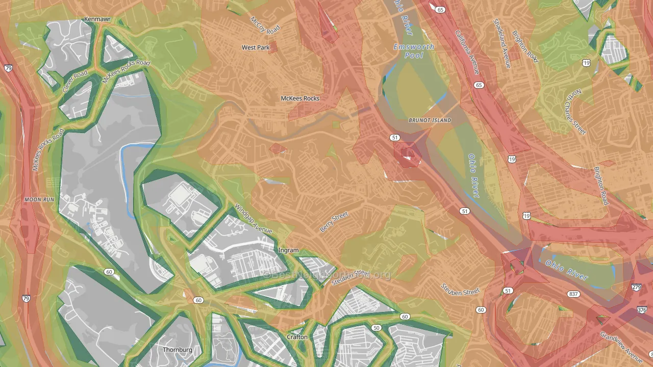 15204, PA Map of Noise Levels in 15204