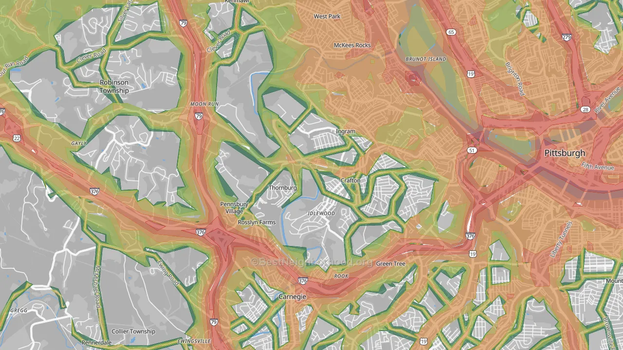 15205, PA Map of Noise Levels in 15205