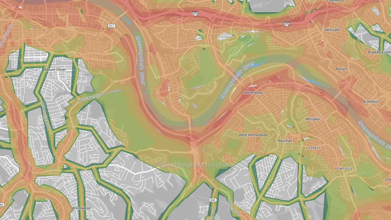 15207, PA Map of Noise Levels in 15207