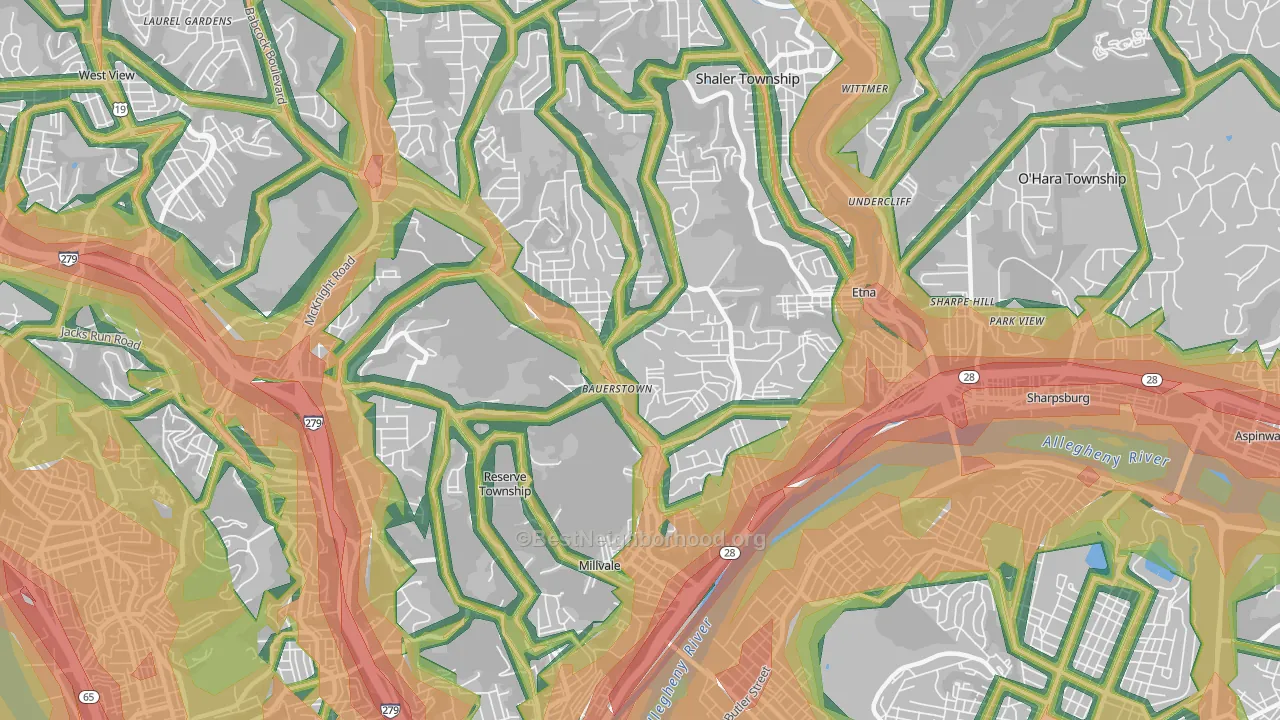 15209, PA Map of Noise Levels in 15209