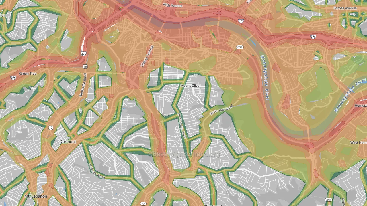 15210, PA Map of Noise Levels in 15210