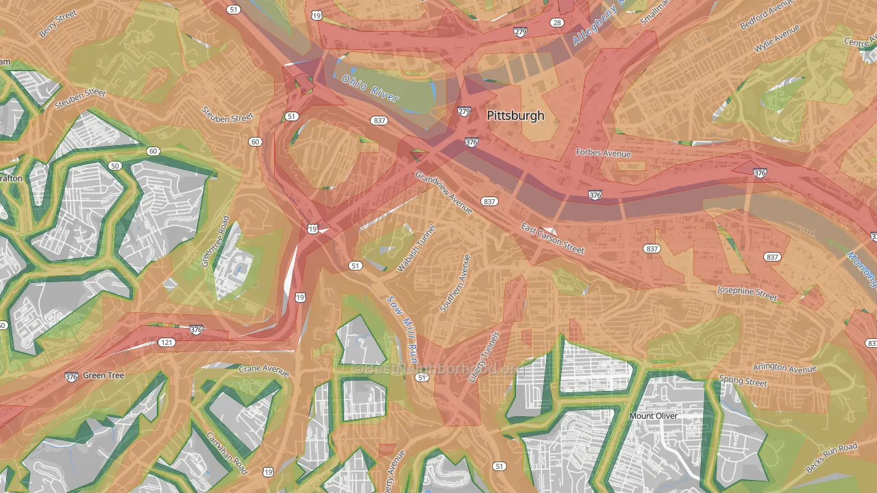15211, PA Map of Noise Levels in 15211